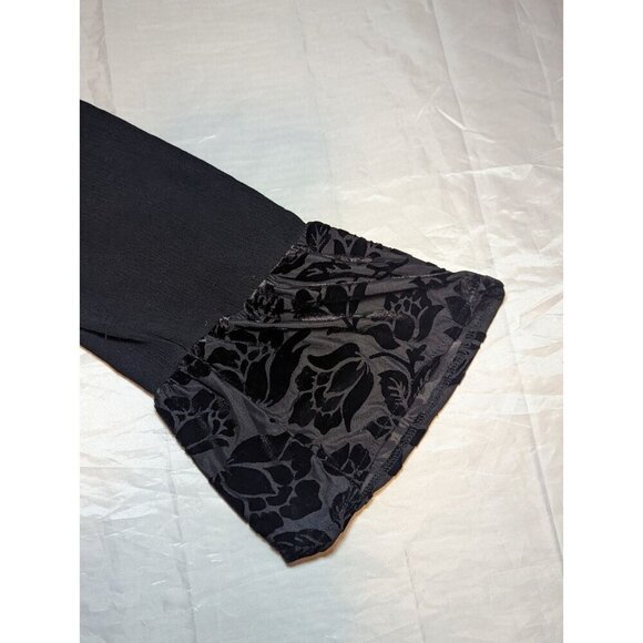 Artesia Women's Size XL Black Velvet Flare Arm Knee Length Dress Long Sleeve - Picture 12 of 15